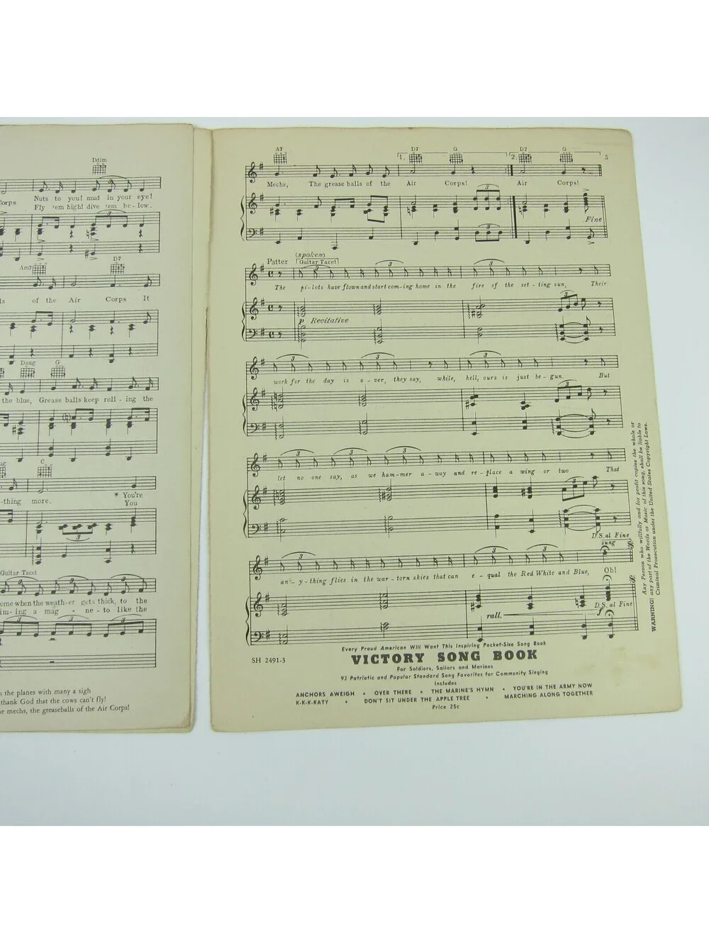 Sheet Music Mechs of the Air Force US Military Song Robert Crawford Vintage 1942